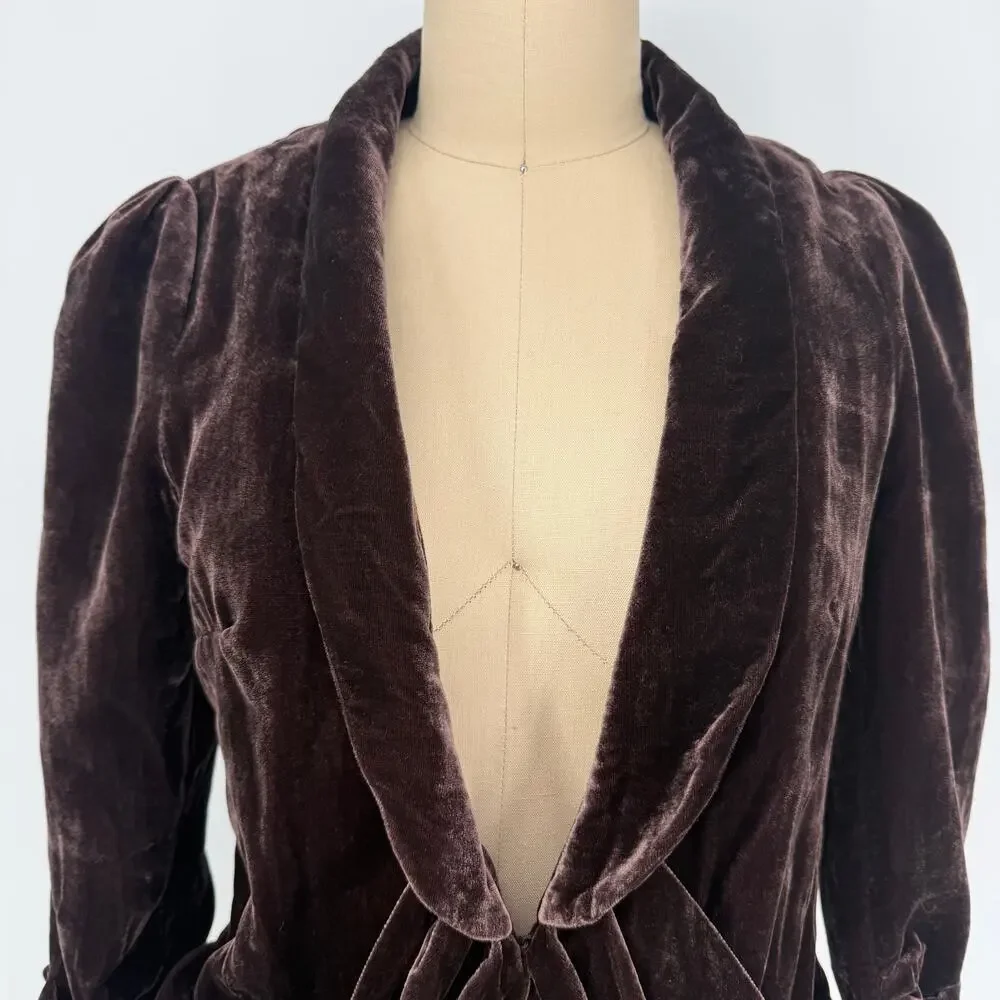 Anthropologie Elevenses Cyclorama Drape Velvet Blazer Jacket size 0